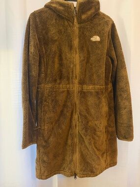 Womens The North Face Brown Sherpa Osito Full-Zip Hooded Jacket
